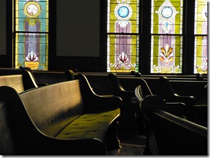 pews and stained glass